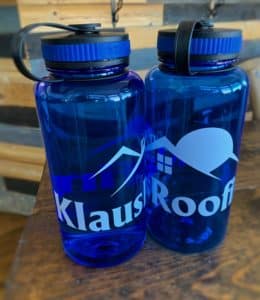 Klaus Roofing water bottles